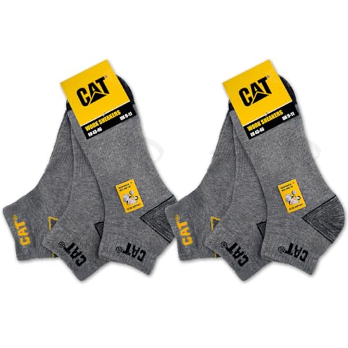 Caterpillar 6 Paar CAT WORK SNEAKERS ArbeitsSneaker Sneaker ArbeitsSocken Socken Strümpfe in Größenauswahl 35-50 (DE/NL/SE/PL, Numerisch, 39, 42, Regular, Regular, 6 Paar Grau Melange) von Caterpillar