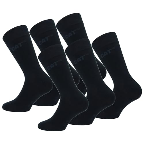 Caterpillar 6 Paar Reine Baumwollsocken - Mittlere Wadenhöhe - Herren (Schwarz, 39-42) von Caterpillar