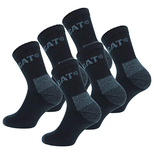 Caterpillar 6 Pairs Quarter CAT Socken mit luftiger Webfläche Verstärkt an Ferse und Zehe Hochwertiger Garn-Baumwollschwamm (Schwarz, 41-45) von Caterpillar