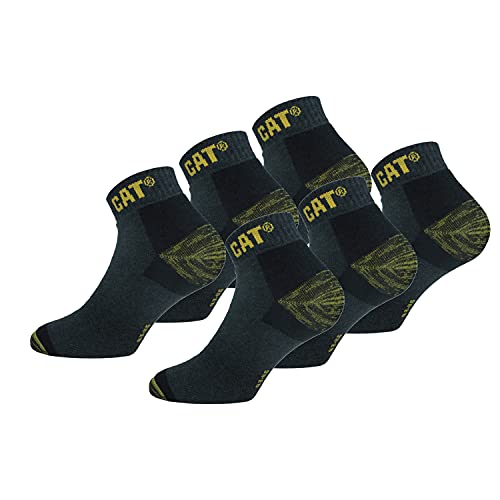 Caterpillar 6 paar Premium Sneaker Herren-Arbeitsschutzsocken, doppelte Verstärkung an Zehen und Ferse, hochwertige Garne, Baumwollschwamm (Grau, 43-46) von Caterpillar