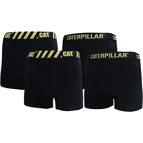 Caterpillar Boxer Man, 4er Pack, Elastischer Saum, Verschiedene Muster, Baumwolle (Schwarz-Streifen, L) von Caterpillar