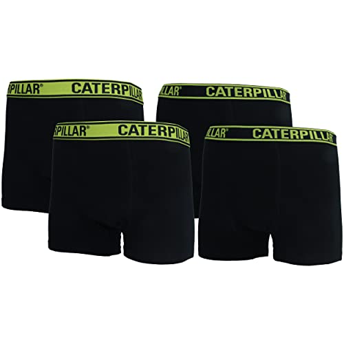 Caterpillar Boxer Man, 4er Pack, Farbiger Elastischer Saum, Baumwolle (Schwarz Gelb, M) von Caterpillar