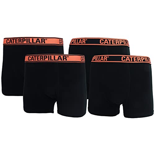 Caterpillar Boxer Man, 4er Pack, Farbiger Elastischer Saum, Baumwolle (Schwarzes Orange, L) von Caterpillar