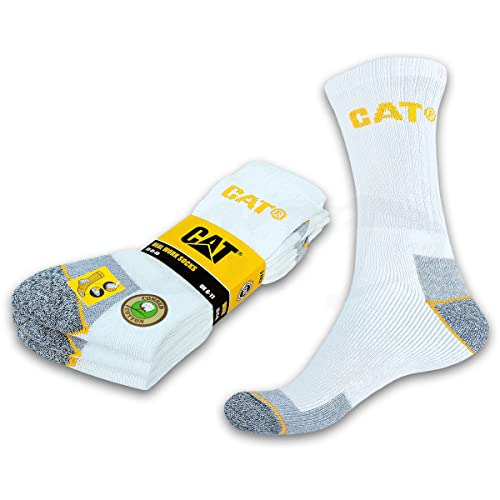 Caterpillar CAT® REAL WORK SOCKS Damen Herren Arbeitssocken Business Socken Strümpfe Größe 35-50 (41-45, 3 Paar Weiß) von Caterpillar