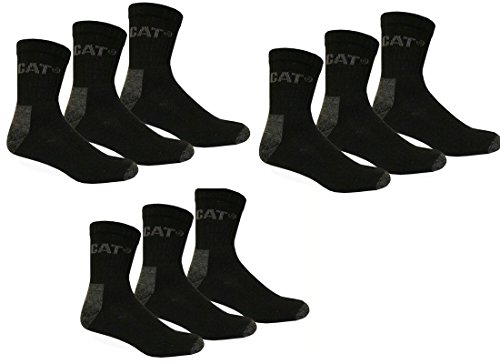 Caterpillar CAT 3|6|9|12|24 Paar kurze Arbeitssocken, Schwarz, 41-45 oder 46-50 (Übergröße), Quarter WORK Socks, Socken, Strümpfe, Sneakersocken (46-50, 9 Paar) von Caterpillar