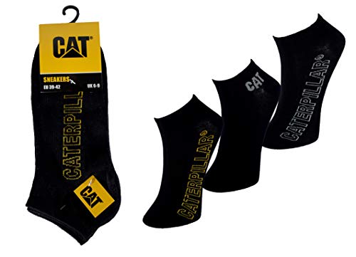 Caterpillar CAT 6|12 Paar Sneakersocken Schwarz in 2 Größen 39-42/43-46 mit neuem Design (39-42, 12 Paar Schwarz) von Caterpillar