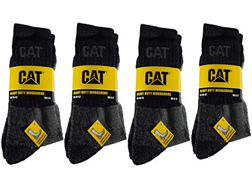 Caterpillar CAT 9/12 Paar Schwerlast Arbeitssocken, Heavy Duty Socks, Schwarz in 39-42/43-46 (43-46, 12 Paar Schwarz) von Caterpillar