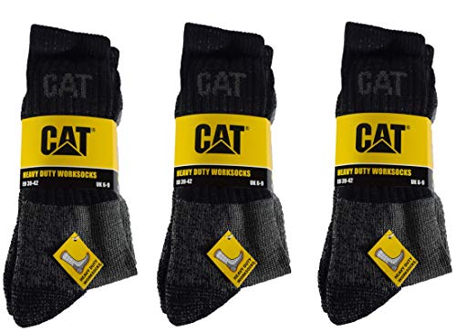 Caterpillar CAT 9/12 Paar Schwerlast Arbeitssocken, Heavy Duty Socks, Schwarz in 39-42/43-46 (43-46, 9 Paar Schwarz) von Caterpillar