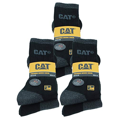 Caterpillar CAT Herren Thermosocken/Arbeitssocken wahlweise 4|6|8 Paar in Schwarz und/oder Grau, 41-45, (41-45, 6 Paar Schwarz/Anthrazit Mix) von Caterpillar