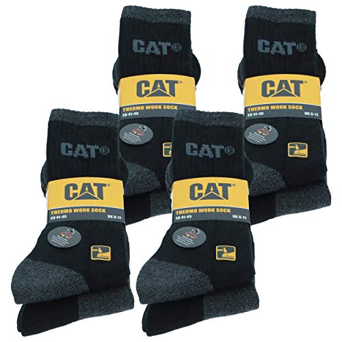 Caterpillar CAT Herren Thermosocken/Arbeitssocken wahlweise 4|6|8 Paar in Schwarz und/oder Grau, 41-45, (41-45, 8 Paar Schwarz/Anthrazit Mix) von Caterpillar