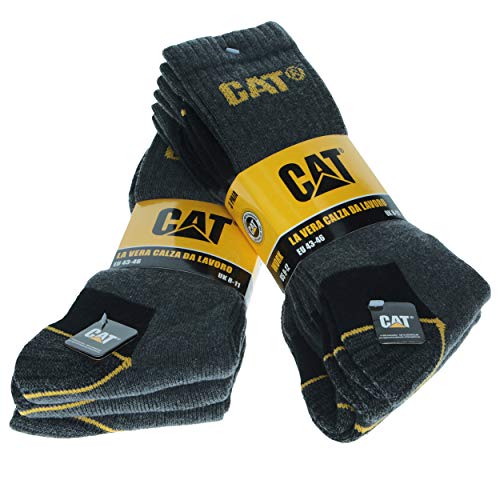 Cat Caterpillar Universelle Herren Socken 6|9|12|24 Paar Farben und Größe wählbar in Schwarz, Blau, Grau, in 35-40 | 41-45 | 46-50 (Groß), Socken, 6 Paar Grau, von Caterpillar