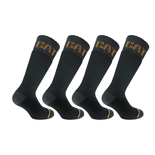 Caterpillar Durable Worksocks 4 Paar Strapazierfähige Arbeitssocken, ultraverstärkte Zehen und Fersen, aus Frottee-Baumwolle (Schwarz/Grau, 39-42) von Caterpillar