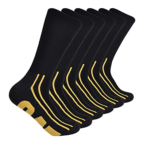 Caterpillar Herren Halbgepolsterte Crew, 6 Stück Lssige Socken, Schwarzes Logo (6er-Pack), Large von CAT