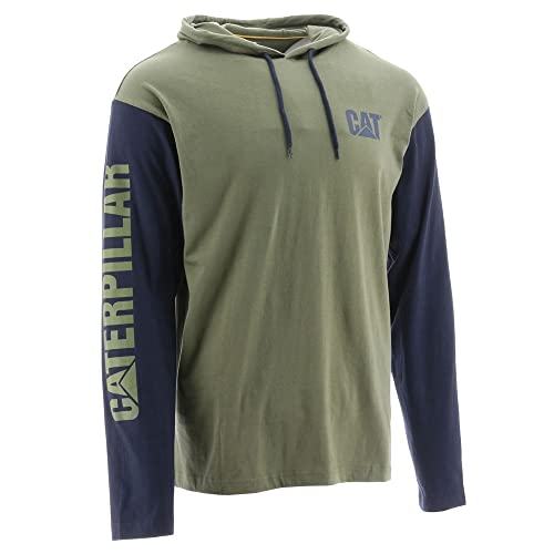 Caterpillar Herren Kapuzenbanner Langarmshirts mit LSF 50 Schutz, Feuchtigkeitskontrolle und Katzenlogo auf dem Ärmel T-Shirt, Chive, 4X-Groß von Caterpillar