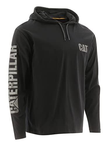 Caterpillar Herren Kapuzenbanner Langarmshirts mit LSF 50 Schutz, Feuchtigkeitskontrolle und Katzenlogo auf dem Ärmel T-Shirt, Schwarz, XX-Large von Caterpillar