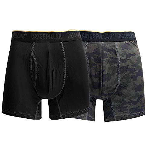 Caterpillar Men's 2-Pack Sport Mesh Boxer Brief, Black/Green Camo, Large von Caterpillar