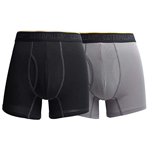 Caterpillar Men's 2-Pack Sport Mesh Boxer Brief, Black/Grey, Large von Caterpillar