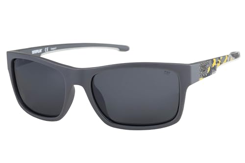 Caterpillar Men's Coder Polarized Sunglasses Square, Solid Matte Gray/Yellow Camo, 60 mm von caterpillar