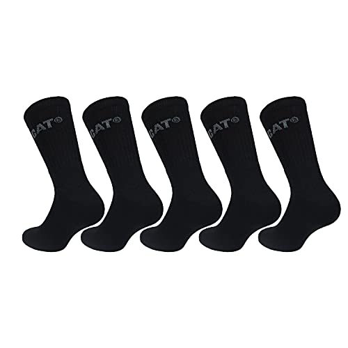 Caterpillar Performance Socks 5 Paar Herrensocken, hochwertiges Baumwollgarn, Frottee-Innensohle und Spann, verstärkte Zehen und Fersen (Schwarz, 39-42) von Caterpillar