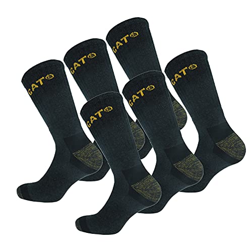 Caterpillar Premium 6 paar Herren-Arbeitsschutzsocken, doppelte Verstärkung an Zehen und Ferse, hochwertige Garne, Baumwollschwamm (Grau, 43-46) von Caterpillar