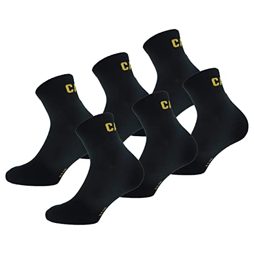 Caterpillar Quarter Socks 6 Paar Arbeitssocken für Herren, Höhe über dem Knöchel, verstärkt an Zehen und Fersen, Baumwolle von ausgezeichneter Qualität (Schwarz, 43-46) von Caterpillar