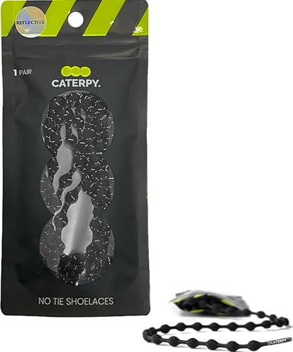 Caterpy RUN – Ultimative Schnürsenkel ohne Binden für Erwachsene & Kinder – Vielseitige & Einfach zu verwendende Schuhbänder – Jaguar Schwarz (Reflektierend) von Caterpy