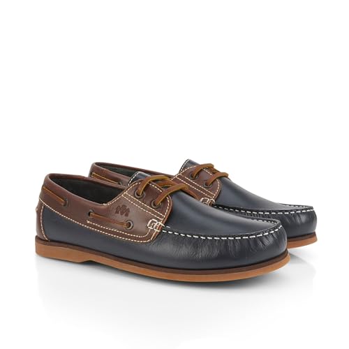 Catesby Portland Herren Boots- und Deckschuhe, Leder, leicht, lässig, Sommerschuhe, Marineblau/Kastanienbraun, 45 EU von Catesby