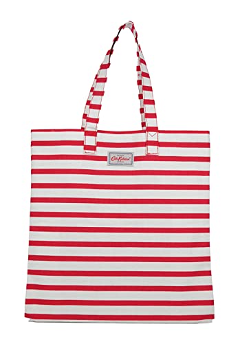 Cath Kidston Cotton Book Tote Shopper Bag Candy Stripe in Red, elfenbeinfarben, Medium von Cath Kidston