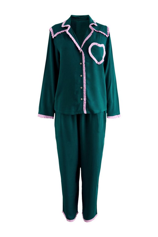 Cath Kidston Pyjama Cath Kidston Schlafanzug mit Rüschen, Herzmuster (2 tlg) von Cath Kidston