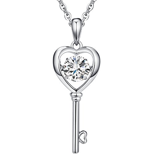 Jiamiaoi Damen Silberkette 925 Mit Herz Anhänger - Schlüsselkette Halskette Silber von jiamiaoi