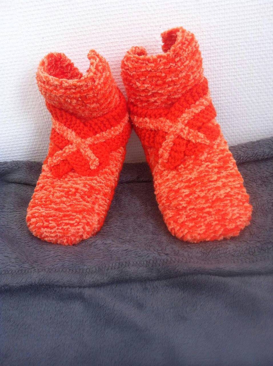 Orange Gestrickte Hausschuhe/Orange Orange Gestrickte Hausschuhe/Orange von CathWool