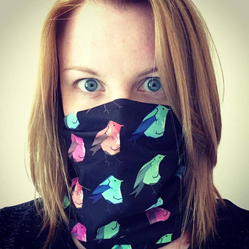 Garten Vogel Kopfbedeckung Schwarz Outdoor Fitness Schal Stirnband Radfahren Spazieren Gehen Wandern Catherine Redgate Gesichtsbedeckung Maske Vögel von CatherineRedgateArt