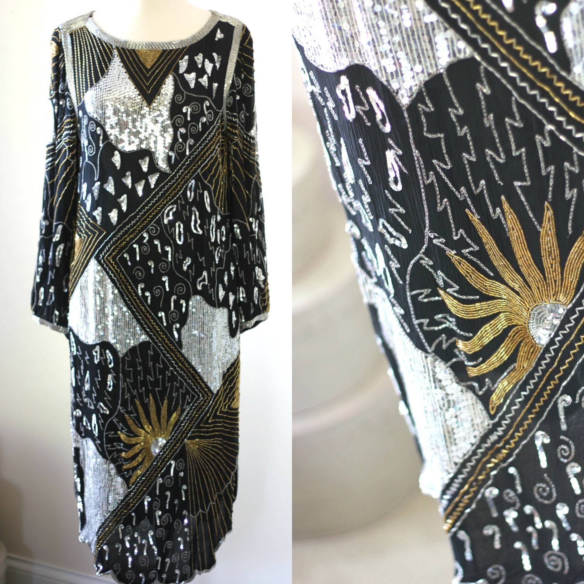 Gr. L//Gatsby Party Judith Ann Kleid// Paillettenbesetztes Partykleid// Roaring 20S von CatherineSimmsVtg