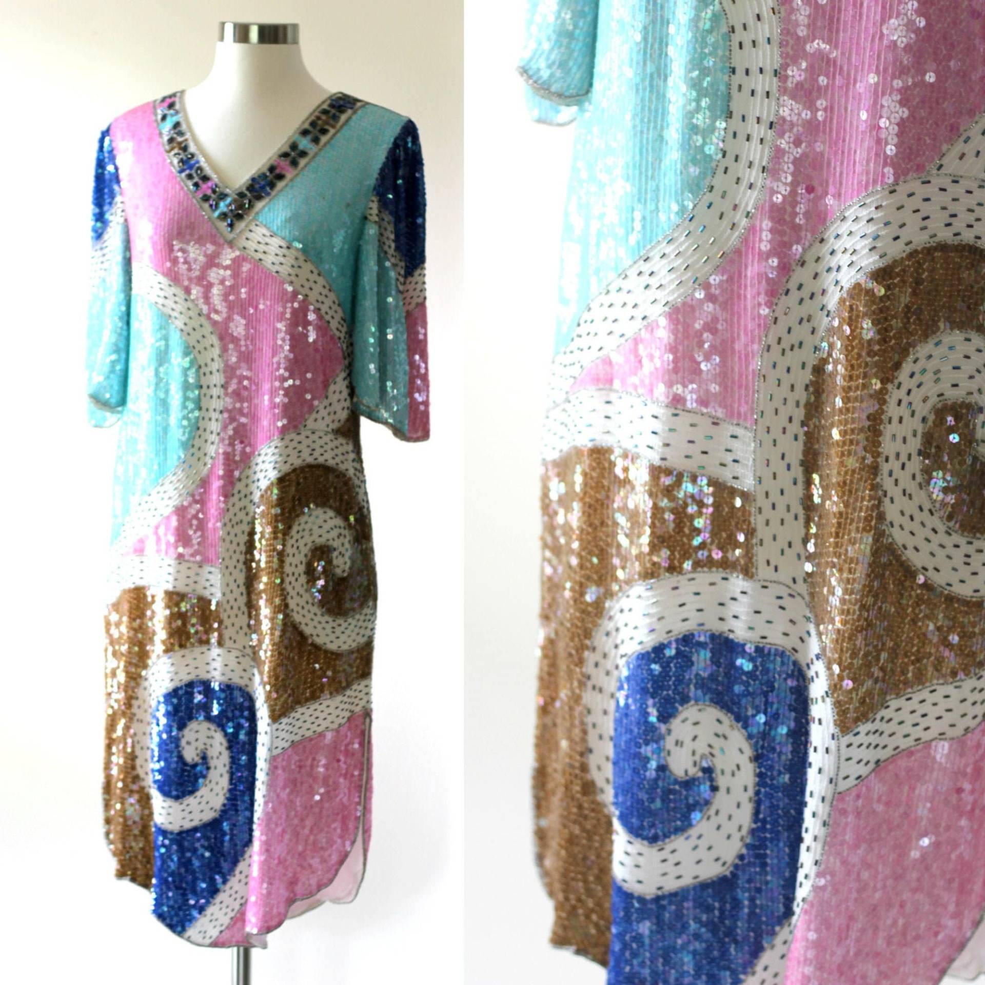 Gr. S//Fabelhafte Perlen Pailletten Retro Etui// Vintage Judith Ann Perlen//Art Deco von CatherineSimmsVtg