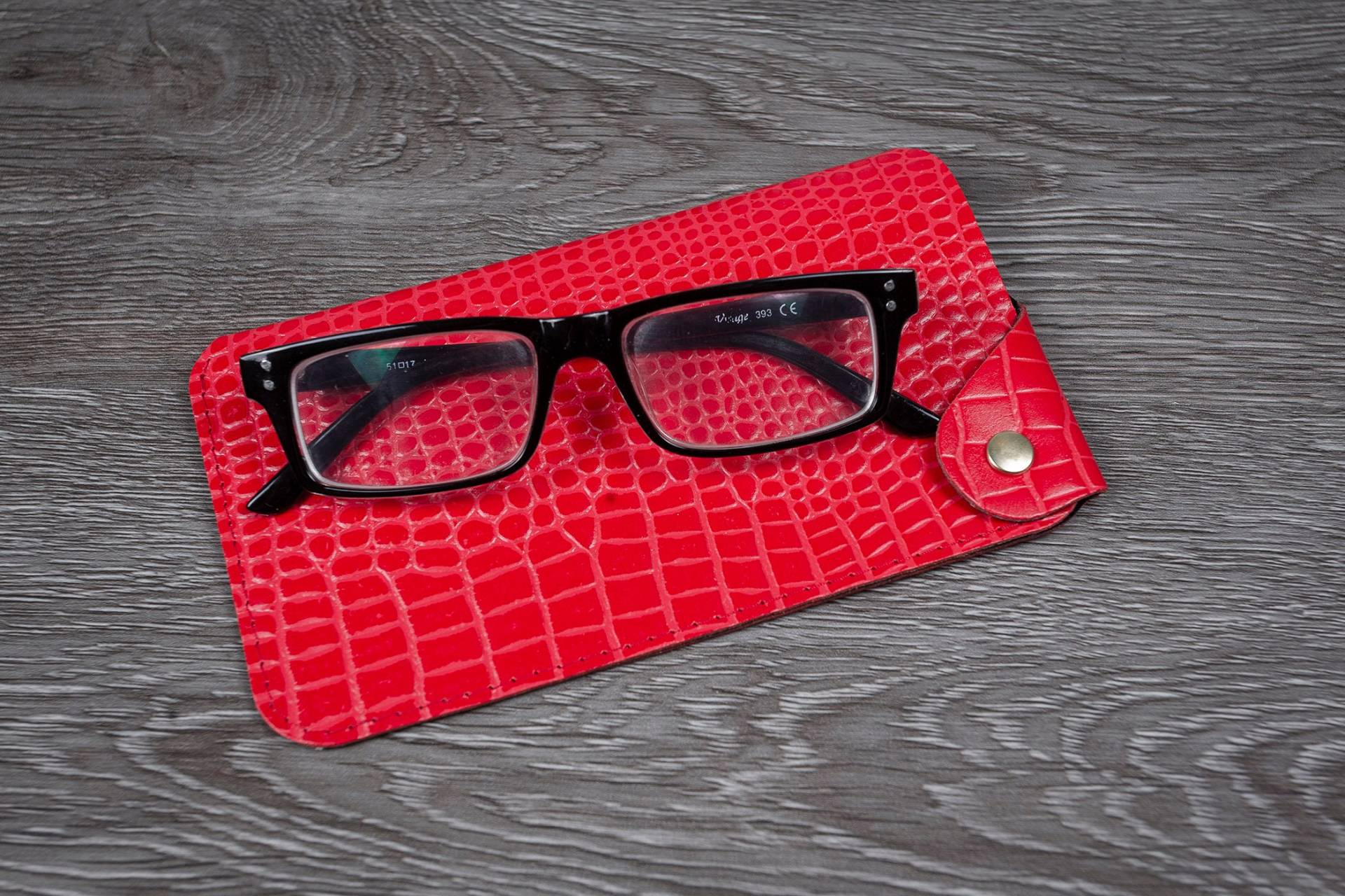 Kroko Print Brillenetui Weiche Brillentasche von CathianLeatherGoods