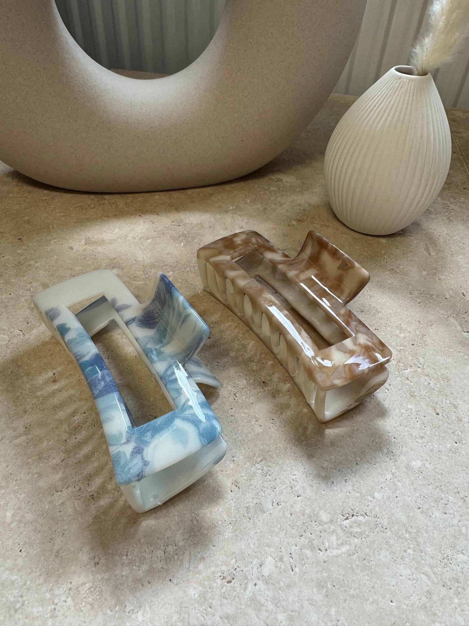 Haarklammer, Haarspange Braun Blau von CathisFactory