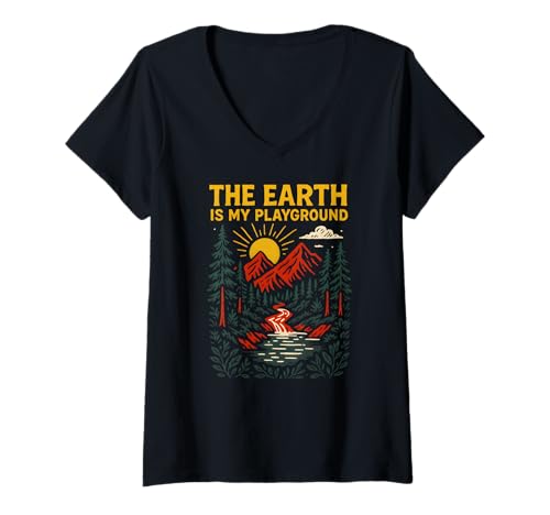 Damen Outdoor Creation Earth is My Playground Vintage Herren Faith T-Shirt mit V-Ausschnitt Damen Outdoor Creation Earth is My Playground Vintage Herren Faith T-Shirt mit V-Ausschnitt von Catholic Holy Humor Christian Spiritual Clothing