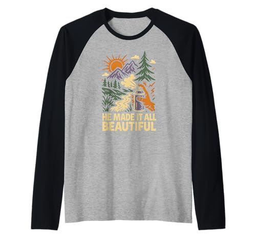 Nature He Made It All Beautiful Vintage Damen Christian Raglan von Catholic Holy Humor Christian Spiritual Clothing