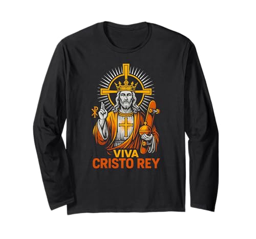 Catholic Pride Viva Cristo Rey Vintage Herren Get Well Langarmshirt von Catholic Patient Hospital Surgery Recovery Apparel