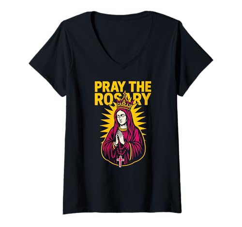 Damen Catholic Pray The Rosenkranz Vintage Herren Chirurgie Recover T-Shirt mit V-Ausschnitt Damen Catholic Pray The Rosenkranz Vintage Herren Chirurgie Recover T-Shirt mit V-Ausschnitt von Catholic Patient Hospital Surgery Recovery Apparel