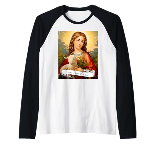 Katholische Heilige | St. Agnes von Rom | Katholisches Design Damen Raglan von Catholic Saints Gift Tees