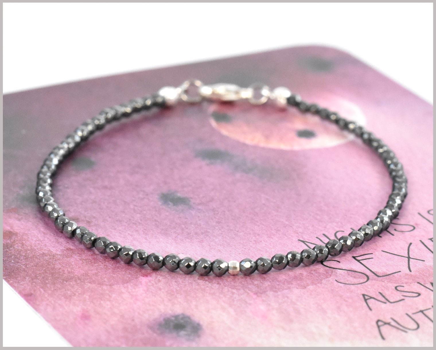 Hämatit Edelstein Armband 2, 5 Mm in Schwarz Mit 925 Silber Hämatit Edelstein Armband 2, 5 Mm in Schwarz Mit 925 Silber von CathyThicaNamaste