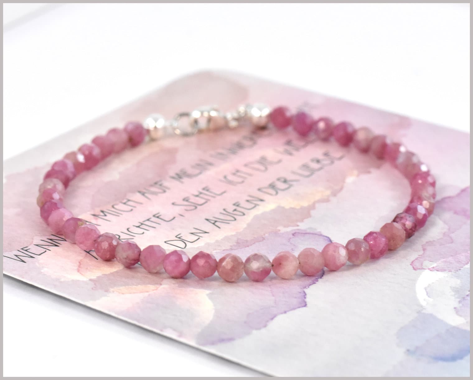 Rosa Turmalin Edelstein Armband 4 Mm, 925 Silber Rosa Turmalin Edelstein Armband 4 Mm, 925 Silber von CathyThicaNamaste