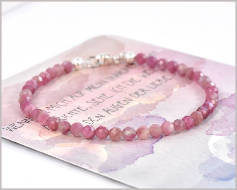 Rosa Turmalin Edelstein Armband 4 Mm, 925 Silber Rosa Turmalin Edelstein Armband 4 Mm, 925 Silber von CathyThicaNamaste