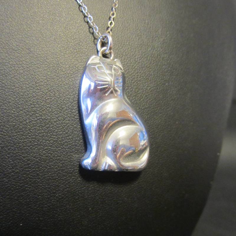 sterling Silber Hämatit Katze Halskette von CathysSilverLining