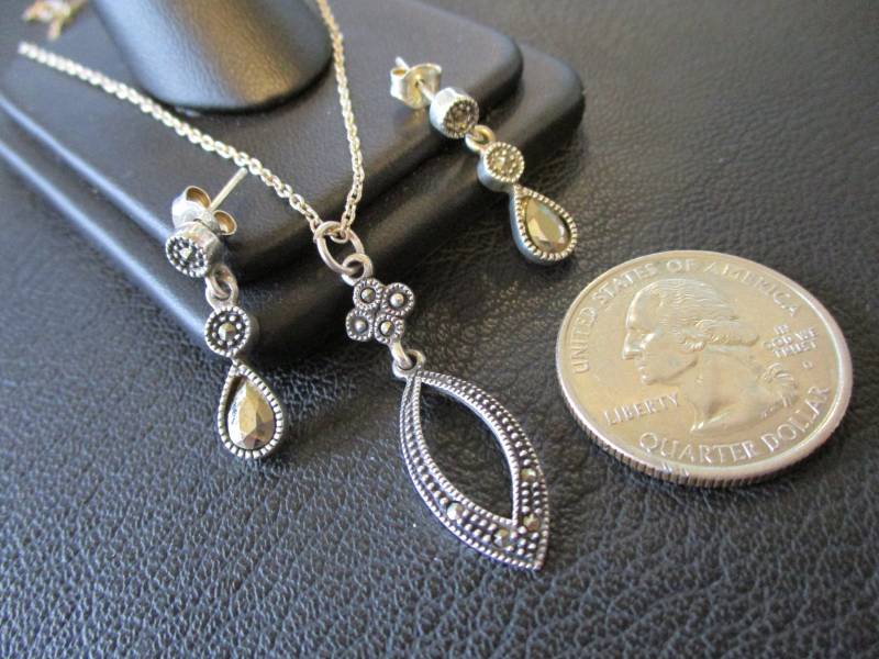 sterling Silber Markasit Halskette, Ohrringe von CathysSilverLining