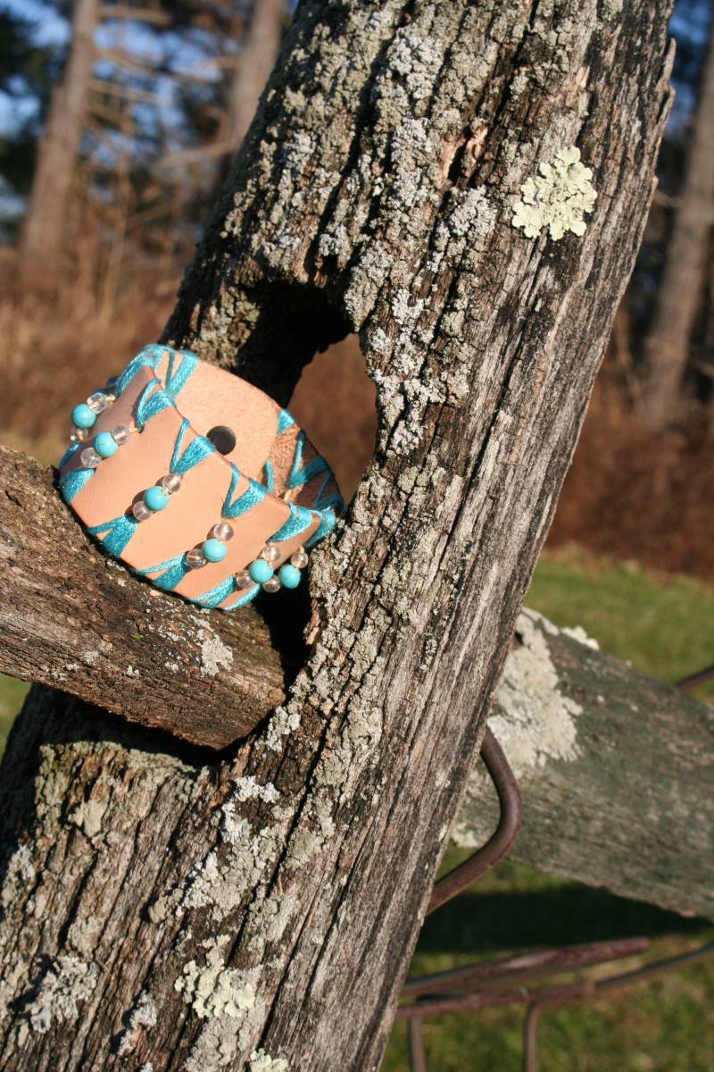 Leder-Türkis Perlen Armband, Geschenk Für Sie, Ihn, Jeden von CatieMade