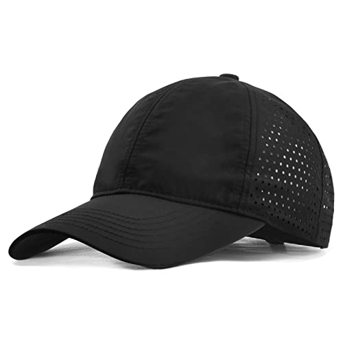 Atmungsaktive Masche Basecap, Trucker Kappen Herren, Schnell Trocknend Sportarten Hüte, Verstellbar Freizeit Reine Farbe Cap, Sommer Unisex Uv Schutz Sonnenhut für Draußen (M, Schwarz) von Catime