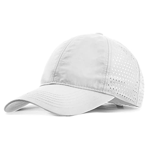 Atmungsaktive Masche Basecap, Trucker Kappen Herren, Schnell Trocknend Sportarten Hüte, Verstellbar Freizeit Reine Farbe Cap, Sommer Unisex Uv Schutz Sonnenhut für Draußen (M, Weiss) von Catime