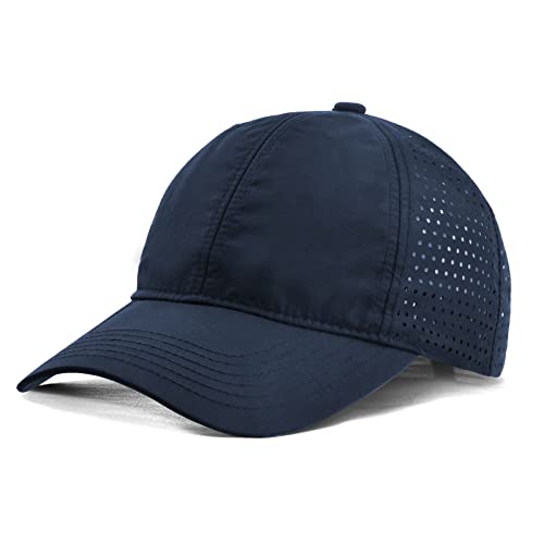 Atmungsaktive Masche Basecap, Trucker Kappen Herren, Schnell Trocknend Sportarten Hüte, Verstellbar Freizeit Reine Farbe Cap, Sommer Unisex Uv Schutz Sonnenhut für Draußen (XL, Dunkelblau) von Catime